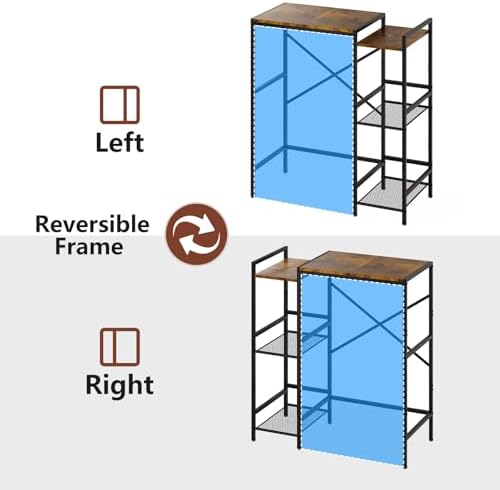Mini Fridge Stand with Storage Shelves Dorm Microwave Stand Reversible