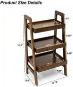 3 Tier Wood Ladder Shelf with Edges Small Bookshelf Freestanding Open Storage Rack Modern Planter Stand for Living Room, Bedroom, Office