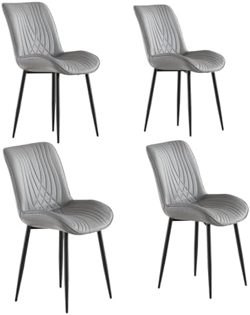 VECELO Dining Chairs Set of 4, Modern Upholstered Faux Leather Cushion Seat a...