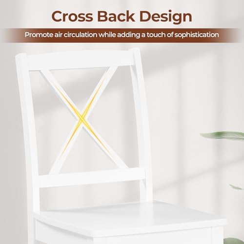 GIANTEX Wood Dining Chairs Set of 4 White, Armless Kitchen Chair w/Rubber Woo...