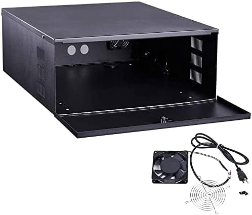 Kenuco White Heavy Duty 16 Gauge Steel DVR Security Lockbox with Fan (BK 18'' X 17.9'' X 4.96'')