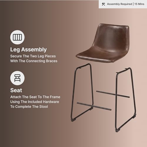 Signature Design by Ashley Counter Height Bar Stools, Set of 2, Brown