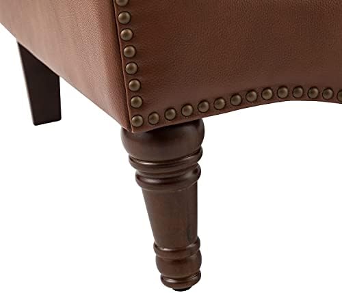 HULALA HOME Mid Century Modern Genuine Leather Accent Chair Set of 2, Brown |...