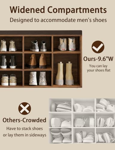 DINZI LVJ Shoe Storage Bench with Cushion, 15-Cubby Shoe Rack with Seat | 50....