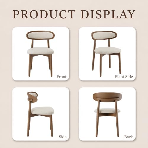 Wooden Dining Chairs set of 2, Farmhouse Dinner Chairs with Curved Back
