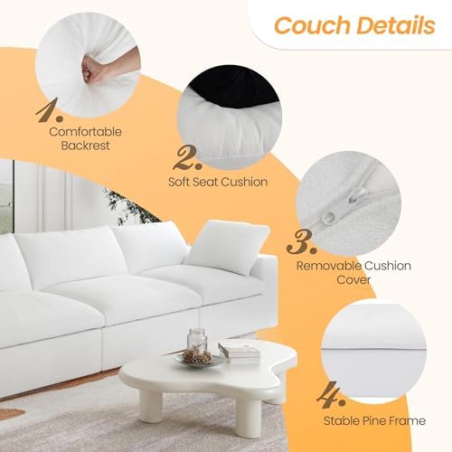 JACH Modular Sectional Sofas for Living Room, Deep 3-Seats Convertible Couch,...