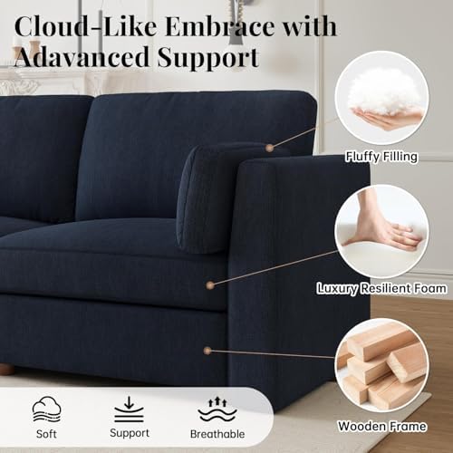 Oversized Cloud Sleeper Couch 9 Seater Modular Sectional Sofa Blue | Modern C...