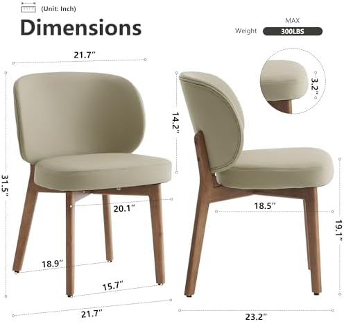 YOUNIKE Dining Chairs Set of 6 Modern Kitchen Dining Room Chairs Khaki