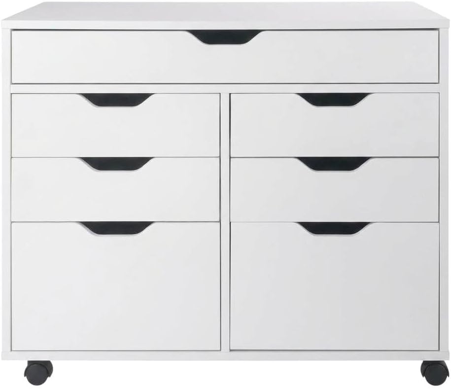 Furnifact White Storage Cabinet, Contemporary Pantry Organizer, Durable Compo...