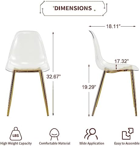 Baysitone Clear Dining Chairs Set of 4, Modern Kitchen Chairs with Transparen...