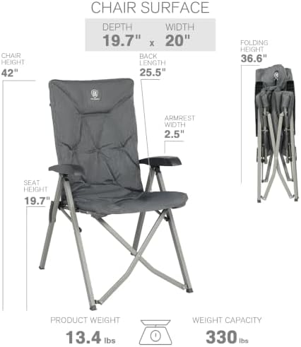 EVER ADVANCED Luxury Camping Chairs 2 Set for Adults Heavy Duty High Back Ove...