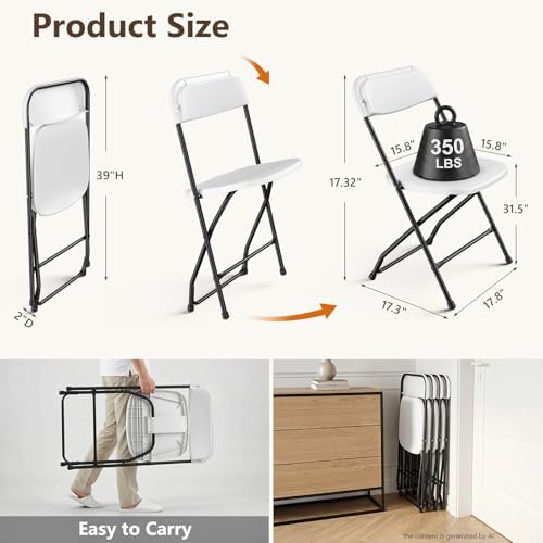 Folding Table Set with 2 Pack Folding Chairs, No Assembly Portable Event Tabl...