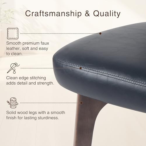 YOUNIKE Wooden Dining Chair, Faux Leather Upholstered Dining Room Chair Kitch...