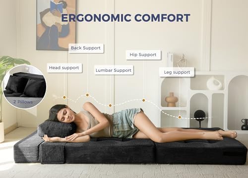 MAXYOYO Convertible Sofa Bed, Fold Out Sofa Couch with Pillow for Adults | Lo...