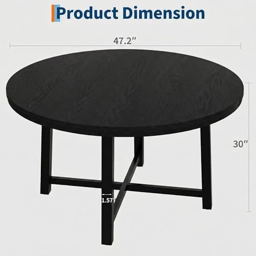IDEALHOUSE 47" Round Dining Table for 4, Kitchen Dining Room Table with ...