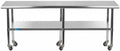 AmGood 96" Long x 36" Deep Stainless Steel Table with Casters
