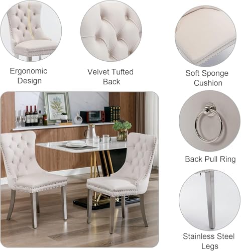 44.88" Round Dining Table Set, Luxury Diamond-Shape Dining Room Table wi...