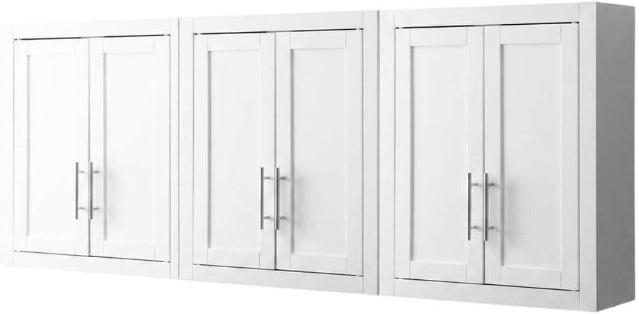 Furnifact White 3-Piece Wall Kitchen Cabinet Set, MDF Birch Veneer, Floating ...