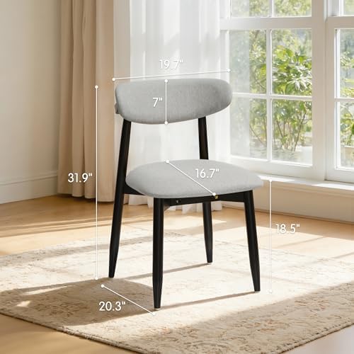 CHUN YI Dining Chairs Set of 4, Upholstered Wooden Dining Room Chairs, Mid Ce...