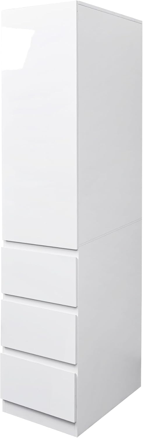 LUMISOL Modern Kitchen Pantry Cabinet with 3 Drawers, Buffet Cupboards Sideboard with 4 Door Shelves, Kitchen Hutch for Living Room Dining Room, White