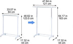 Adjustable Metal Rolling Garment Rack, Chrome & White Heavy Duty Clothes Organizer on Wheels