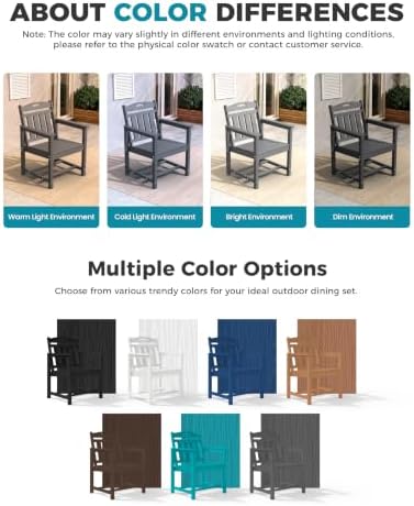 Ciokea HDPE Outdoor Dining Set of 6, Patio Table and Chairs Sets, Grey