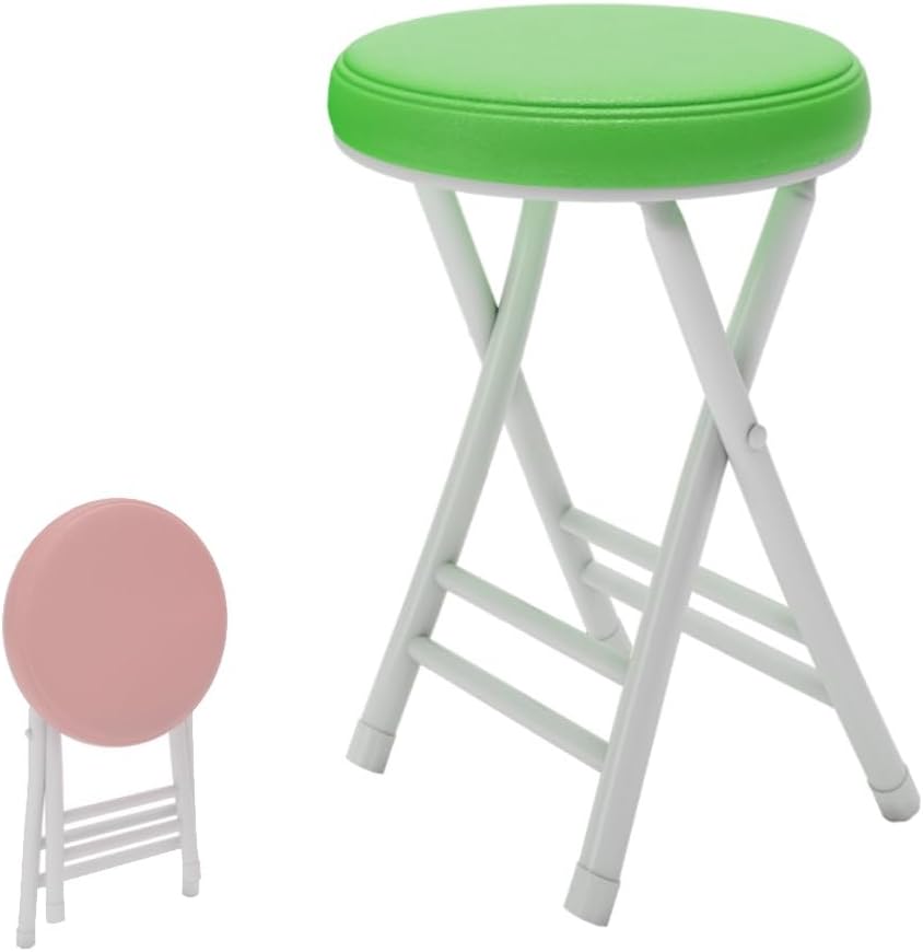 20" Home Folding Stool Collapsible Padded Bar Stool Round Kitchen Stools...