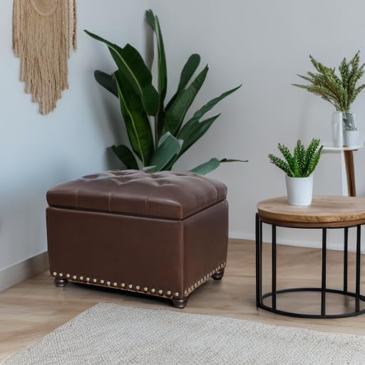 Joveco Faux Leather Storage Ottoman Bench Rectangle 24 Inch Foot Rest Ottoman...