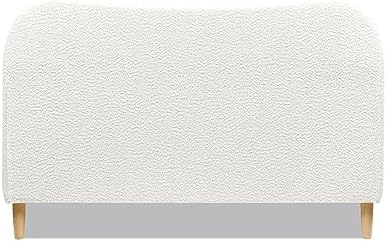 GOWE Roman Curved Headboard Upholstered Platform Bed, Queen, Ivory White Boucle
