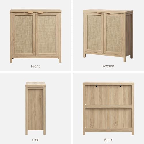 SICOTAS Sideboard Buffet Cabinet with Large Storage : Rattan Boho Credenza