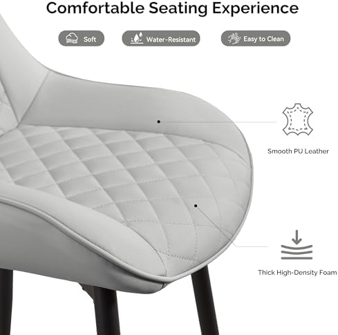 Dining Chair Set of 4, Modern Dining Chairs with Thick Cushions, Faux Leather...