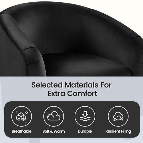 Yaheetech Compact Velvet Accent Chairs Set of 2 for Small Spaces, Black | Com...