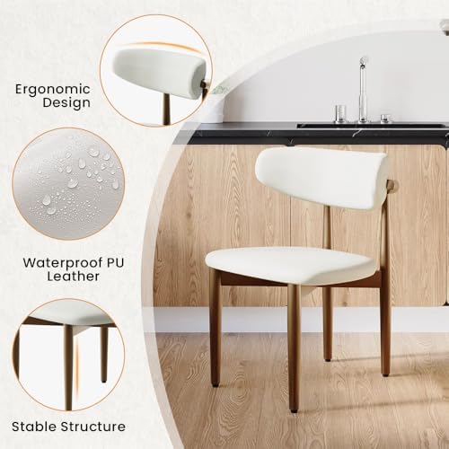 POVISON Modern Dining Chairs Set of 2, Armless PU Leather Dining Chair with P...