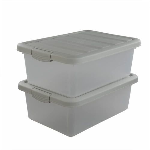14 Quart Plastic Storage Box, Clear Storage Bin with Lid, 2 Packs