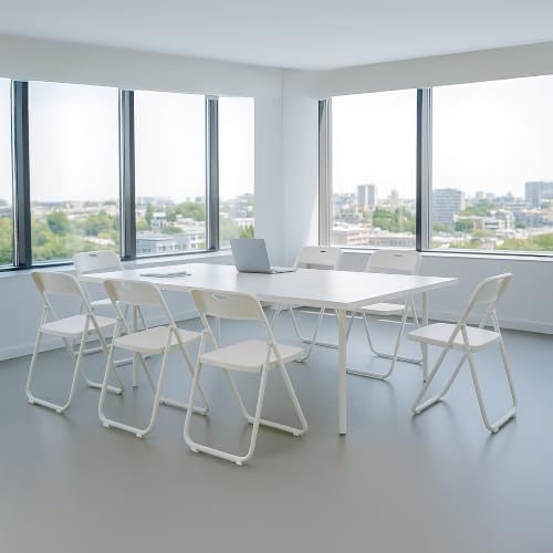 10 Pack White Plastic Folding Chairs, Lightweight Foldable Chair | 300lb Capa...