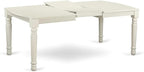 East West Furniture DOT-LWH-T Dover Modern Kitchen Table - a Rectangle Dining Table Top with Butterfly Leaf & Stylish Legs, 42x78 Inch, Linen White