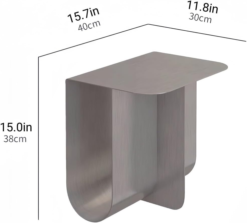 Stainless Steel Side Table with Storage, Modern Metal Coffee Table for Living...
