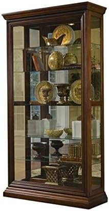 Pulaski Furniture Poplar Wood Sliding-Door Curio in a Rich Brown Finish