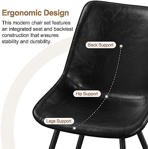 Yaheetech Dining Chairs Set of 2 Mid Century Modern Kitchen Chairs Black