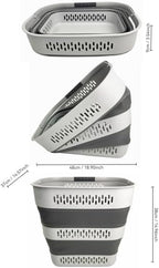 SAMMART 40L (10.5 Gallon) Collapsible Plastic Laundry Basket with Handles - Foldable Pop Up Storage Container/Organizer - Portable Laundry Hamper - Space Saving (1, Grey)