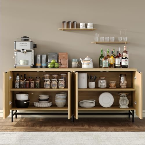 Furniouse Buffet Cabinet with Storage 66.2''W Modern Sideboard with 4...