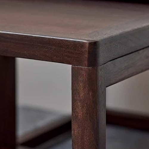 2 Piece Solid Walnut Wood Nesting Tables, Modern Square Stackable Coffee &amp...