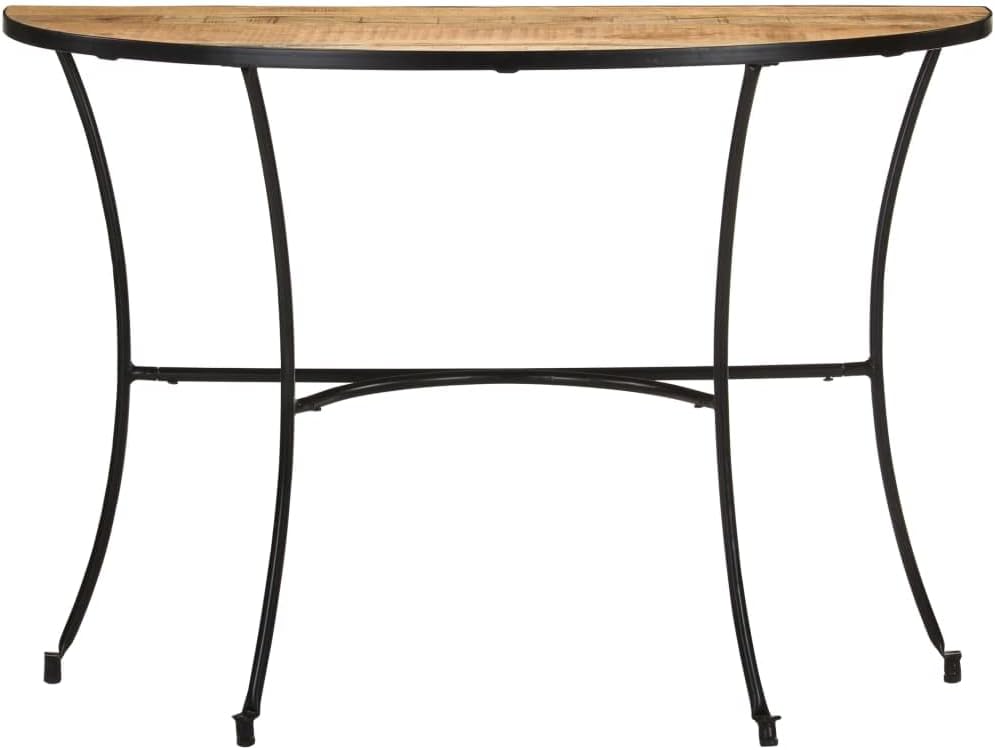 Industrial Style Mango Wood Side Table with Black Steel Legs, Solid Mango Woo...