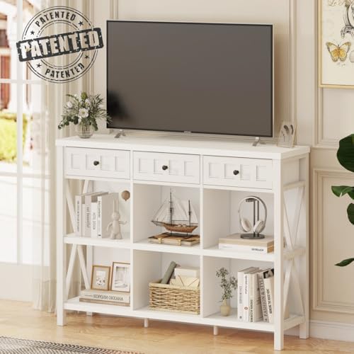 FATORRI 6 Cube Storage Organizer Bookshelf with 3 Drawers, 47 Inch Long Horiz...