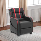 Costzon Kids Recliner, Gaming Recliner Chair w/Side Pockets, Footrest, Headrest & Lumbar Support for Kids Room & Play Room, Adjustable Racing Style Leather Sofa for Children Boys Girls (Red, Black)