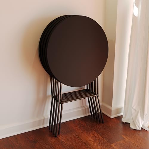 Flash Furniture 2.6 ft Plastic Round Folding Table, Black, 4-Pack