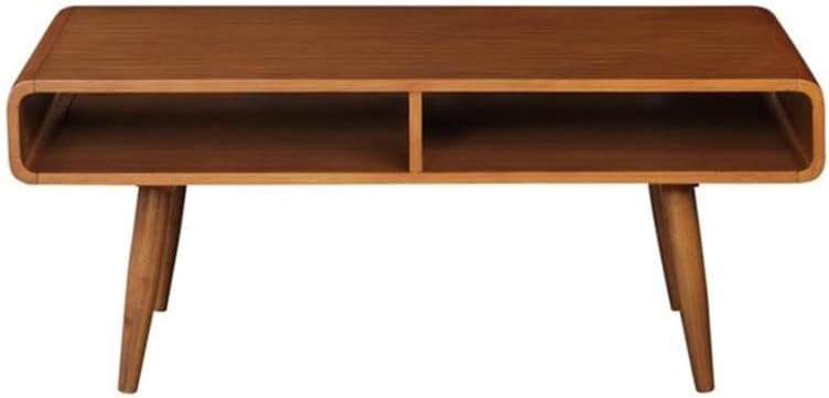 Pemberly Row Mid-Century 3-Piece Table Set, Solid Rubberwood, Rich Walnut Fin...