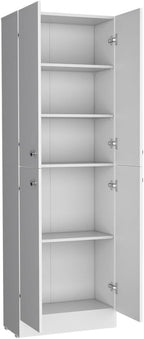 Modern Kitchen Pantry, Storage Cabinet, White, Engineered Wood, for Dining Room, Easy to Clean