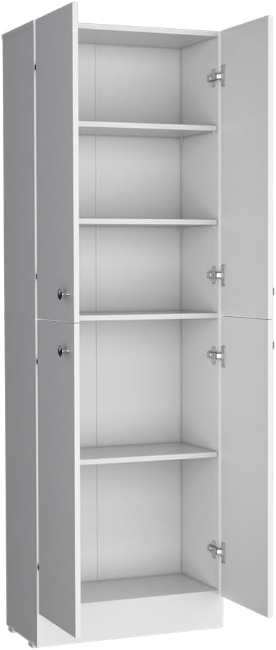 Modern Kitchen Pantry, Storage Cabinet, White, Engineered Wood, for Dining Room, Easy to Clean