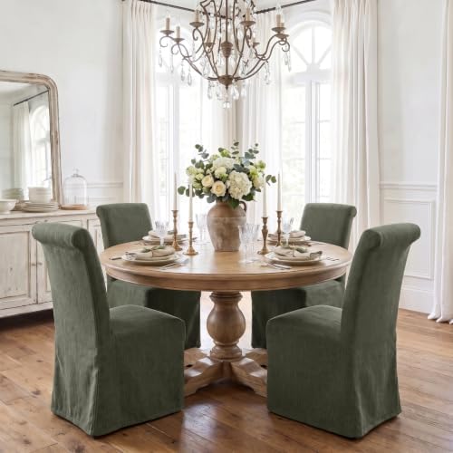 chairus Slipcovered Upholstered Parsons Dining Chairs Set of 2, Green